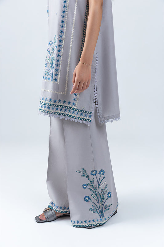 2 PIECE EMBROIDERED LAWN SUIT-GRAPHITE BLUE (UNSTITCHED)