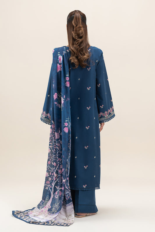 3 PIECE EMBROIDERED LAWN SUIT-RADIANT AZURE (UNSTITCHED)