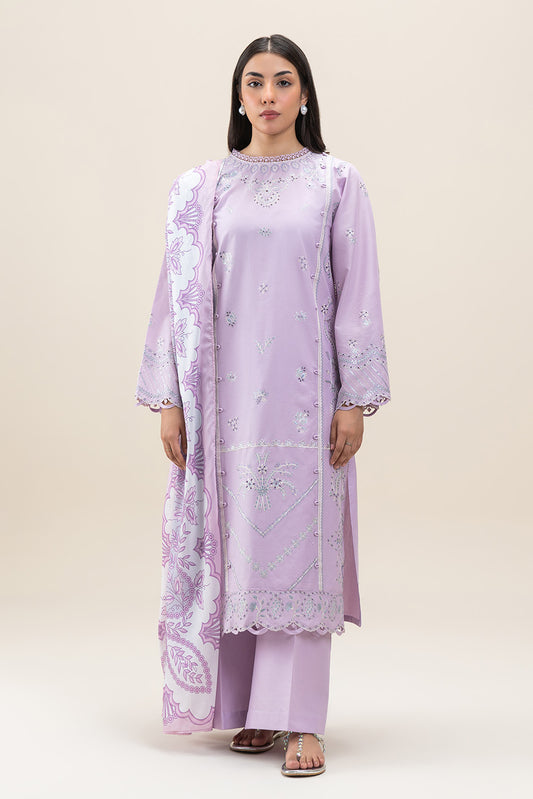 3 PIECE EMBROIDERED LAWN SUIT-PERIWINKLE GLAM (UNSTITCHED)