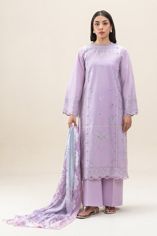 3 PIECE EMBROIDERED LAWN SUIT-PERIWINKLE GLAM (UNSTITCHED)