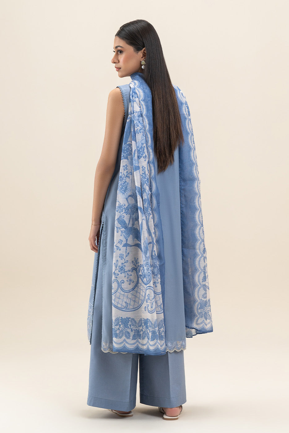 3 PIECE EMBROIDERED LAWN SUIT-SHELL BLISS (UNSTITCHED)