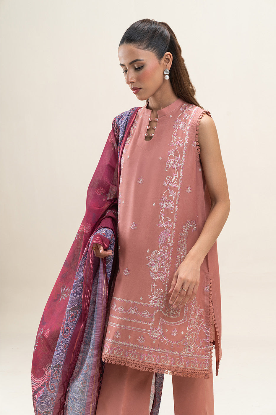 3 PIECE EMBROIDERED LAWN SUIT-PEACHY VERVE (UNSTITCHED)