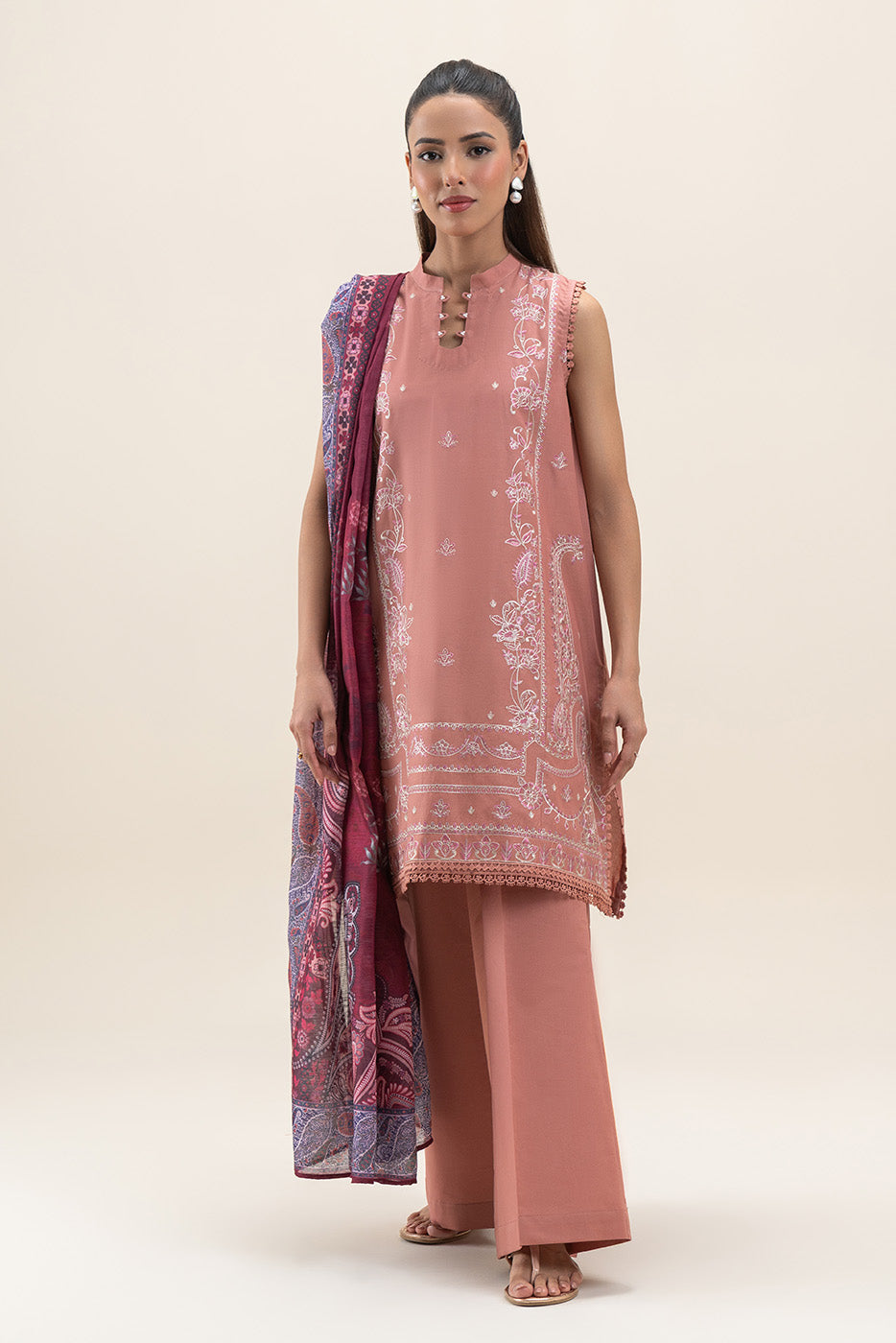 3 PIECE EMBROIDERED LAWN SUIT-PEACHY VERVE (UNSTITCHED)