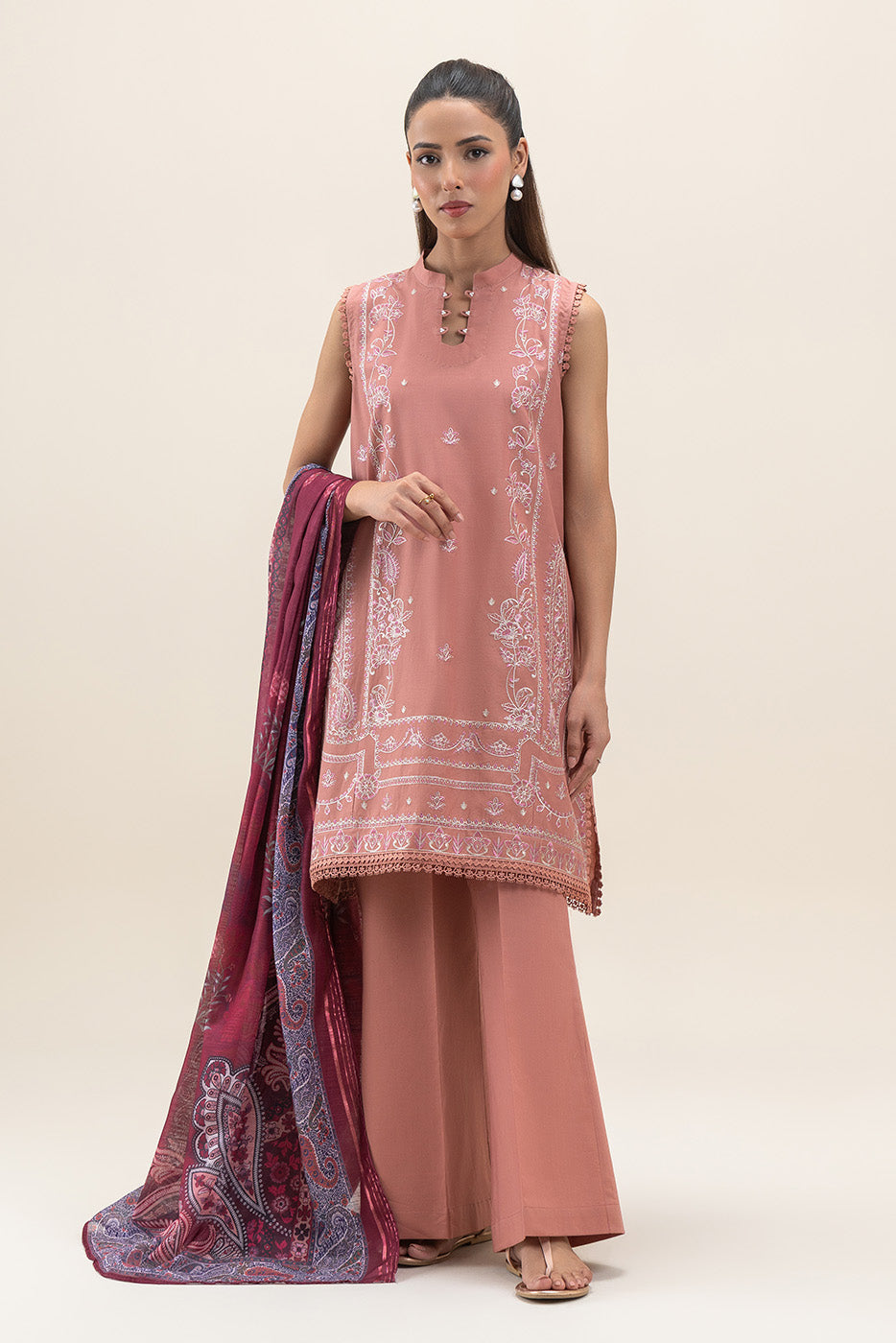 3 PIECE EMBROIDERED LAWN SUIT-PEACHY VERVE (UNSTITCHED)