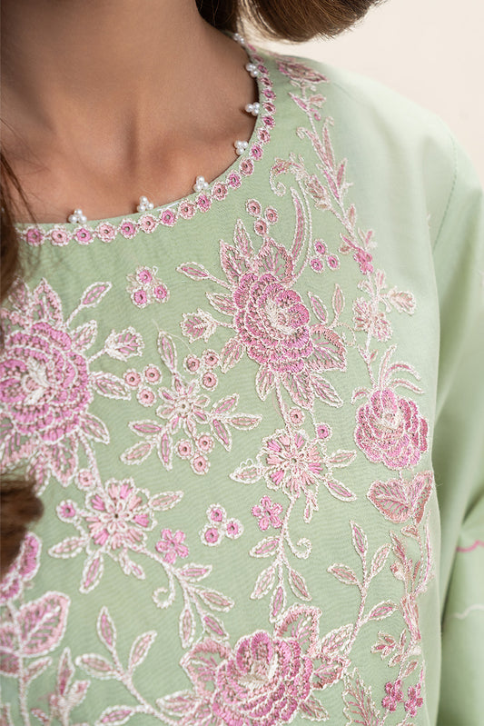3 PIECE EMBROIDERED LAWN SUIT-FLORA MINT (UNSTITCHED)
