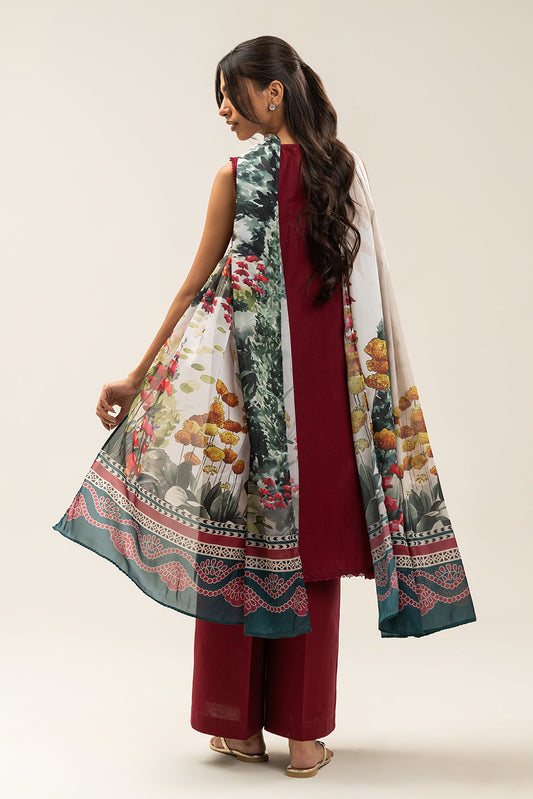 3 PIECE EMBROIDERED LAWN SUIT-PERSIAN PLUM (UNSTITCHED)
