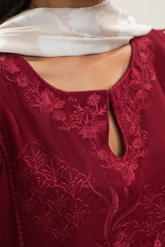 3 PIECE EMBROIDERED LAWN SUIT-PERSIAN PLUM (UNSTITCHED)