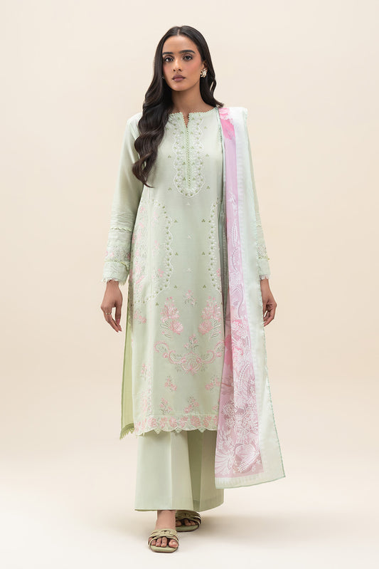 3 PIECE EMBROIDERED LAWN SUIT-DEWY MEADOW (UNSTITCHED)