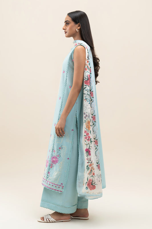 3 PIECE EMBROIDERED LAWN SUIT-FLORA SHELL (UNSTITCHED)