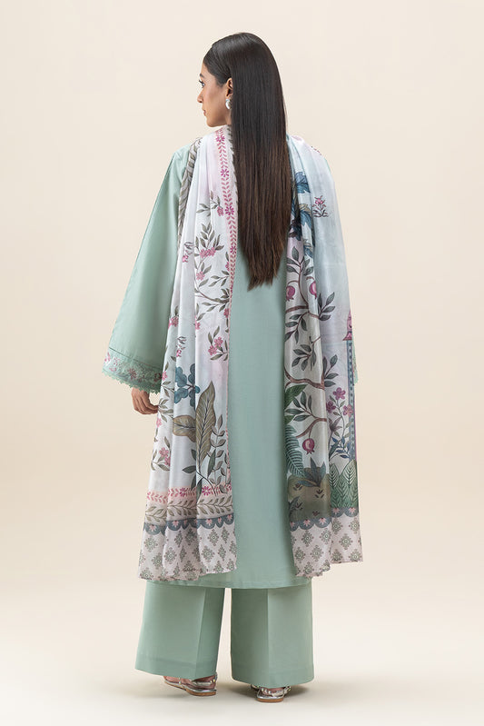 3 PIECE EMBROIDERED LAWN SUIT-AQUA BLOOM (UNSTITCHED)