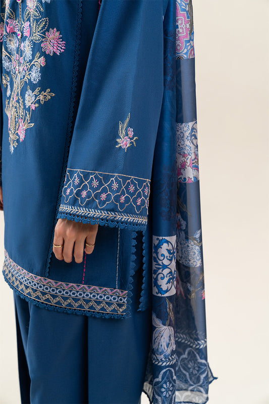 3 PIECE EMBROIDERED LAWN SUIT-MIDNIGHT BLUE (UNSTITCHED)