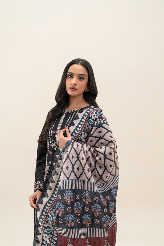 3 PIECE EMBROIDERED LAWN SUIT-CHARCOAL VOID (UNSTITCHED)