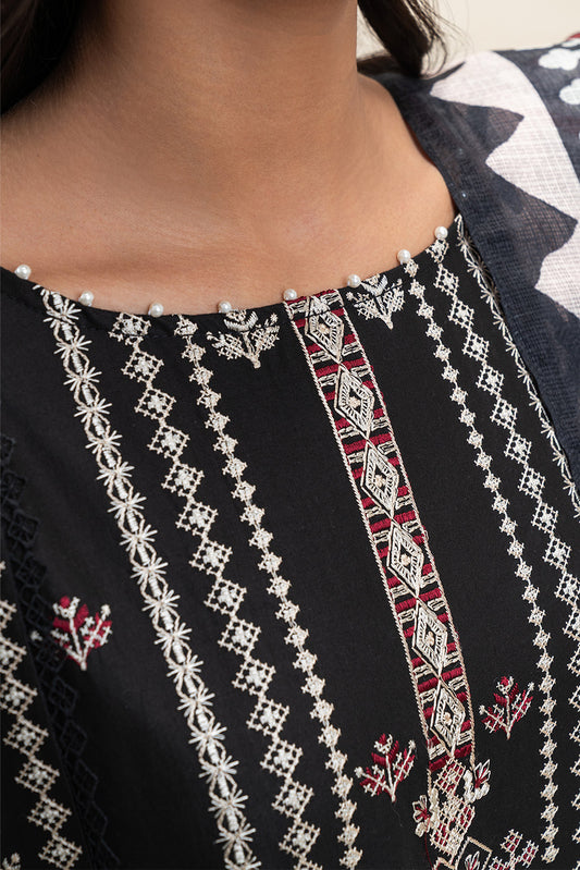 3 PIECE EMBROIDERED LAWN SUIT-CHARCOAL VOID (UNSTITCHED)