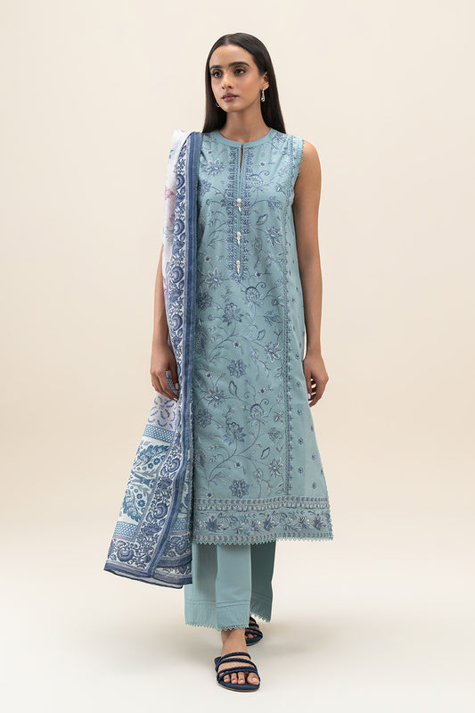 3 PIECE EMBROIDERED LAWN SUIT-CAROLINA PEARL (UNSTITCHED)