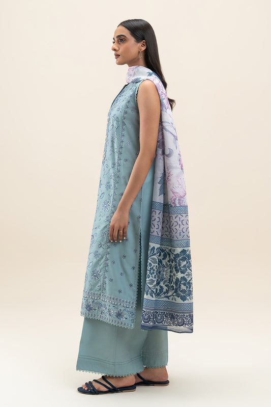 3 PIECE EMBROIDERED LAWN SUIT-CAROLINA PEARL (UNSTITCHED)