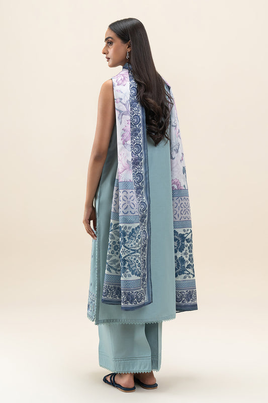 3 PIECE EMBROIDERED LAWN SUIT-CAROLINA PEARL (UNSTITCHED)