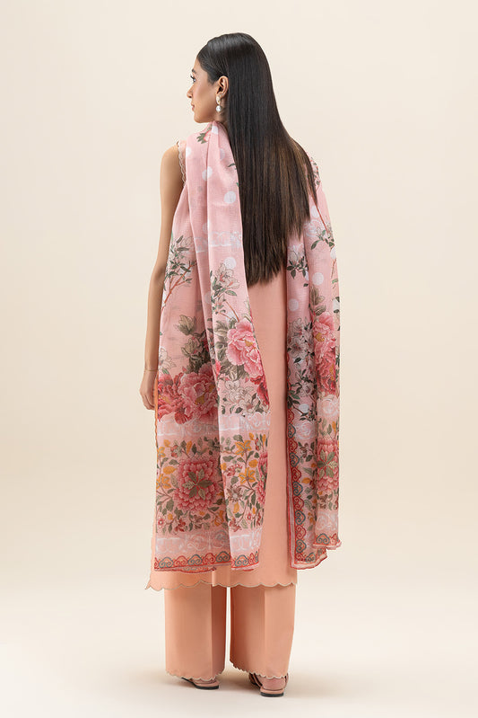 3 PIECE EMBROIDERED LAWN SUIT-PEACH GLAM (UNSTITCHED)