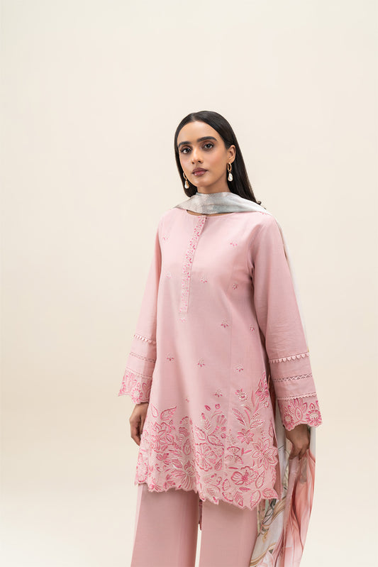3 PIECE EMBROIDERED LAWN SUIT-ROSE ORCHID (UNSTITCHED)
