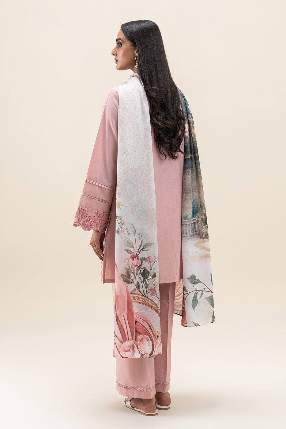 3 PIECE EMBROIDERED LAWN SUIT-ROSE ORCHID (UNSTITCHED)