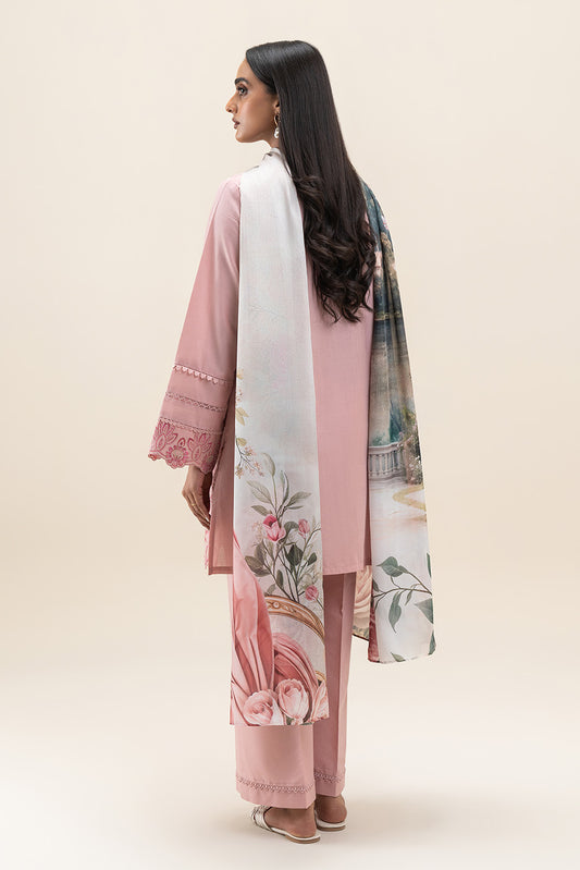 3 PIECE EMBROIDERED LAWN SUIT-ROSE ORCHID (UNSTITCHED)