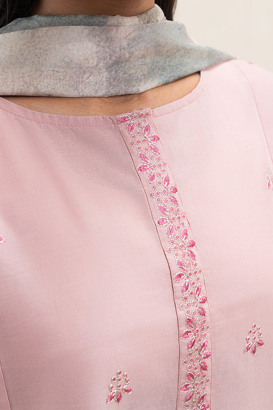 3 PIECE EMBROIDERED LAWN SUIT-ROSE ORCHID (UNSTITCHED)