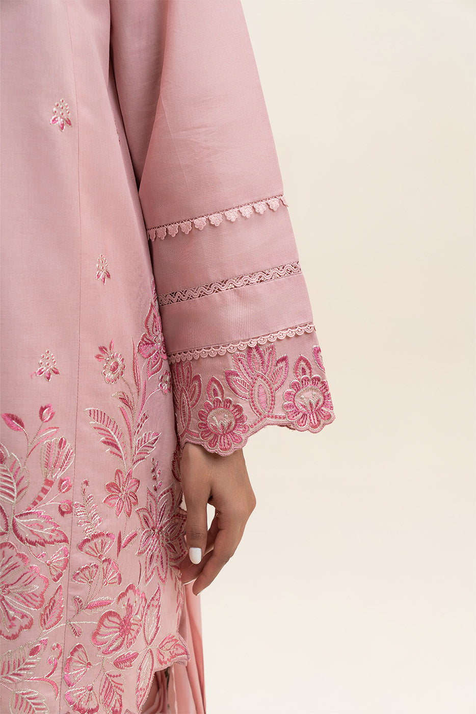 3 PIECE EMBROIDERED LAWN SUIT-ROSE ORCHID (UNSTITCHED)