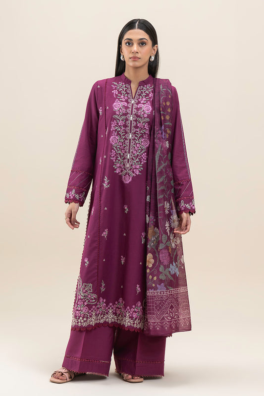 3 PIECE EMBROIDERED LAWN SUIT-MULBERRY GLAM (UNSTITCHED)