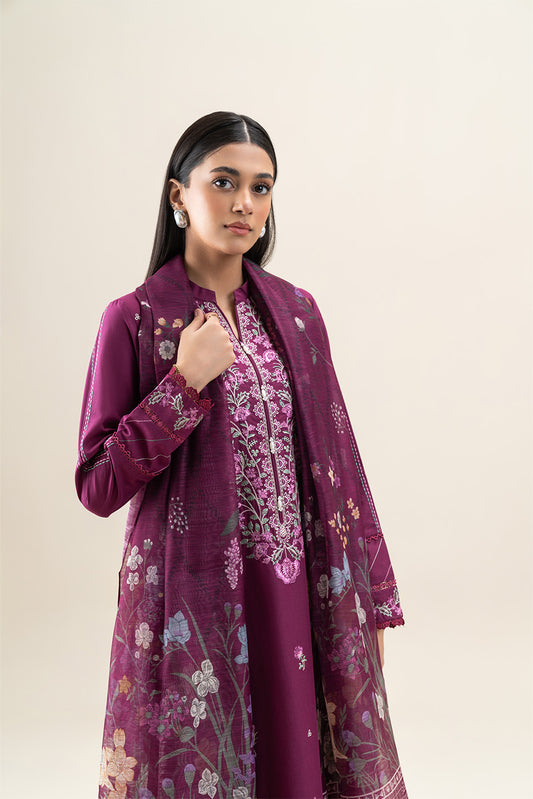 3 PIECE EMBROIDERED LAWN SUIT-MULBERRY GLAM (UNSTITCHED)