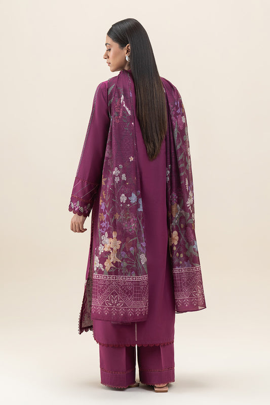 3 PIECE EMBROIDERED LAWN SUIT-MULBERRY GLAM (UNSTITCHED)