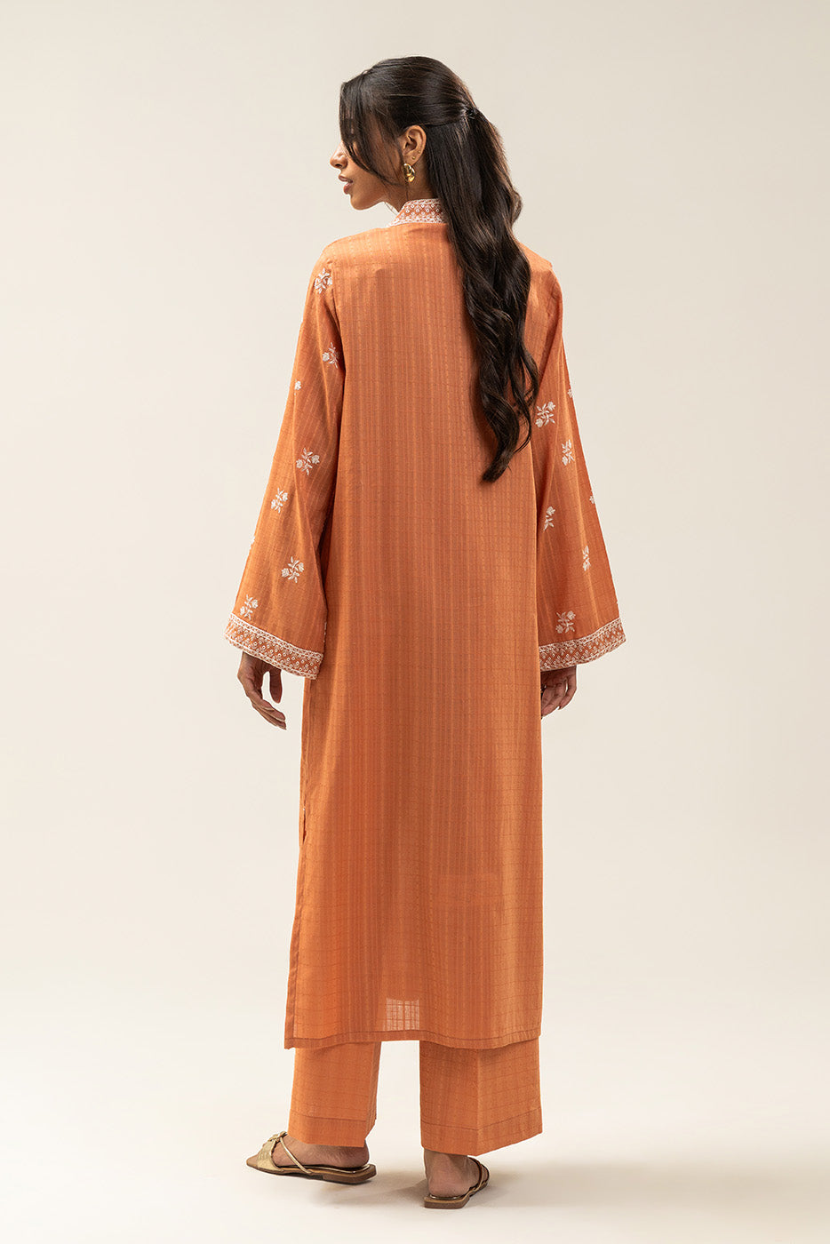 2 PIECE EMBROIDERED SELF JACQUARD SUIT-TERRACOTTA TRIMS (UNSTITCHED)