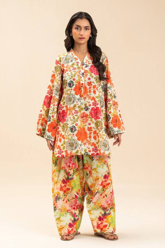 2 PIECE PRINTED LUREX LAWN SUIT (PRET)