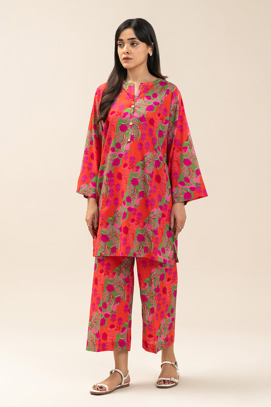 2 PIECE PRINTED DIGITAL PRINTED TWO WAY SLUB SUIT (PRET)