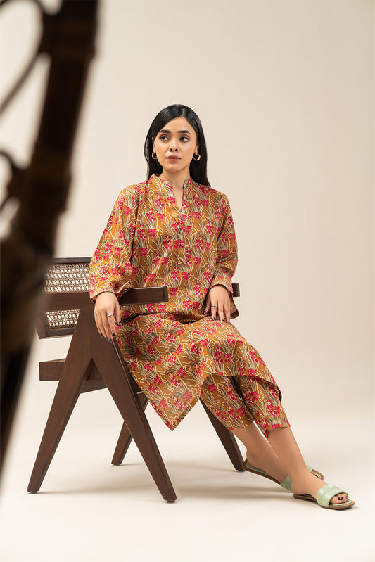 2 PIECE PRINTED LUREX LAWN SUIT (PRET)