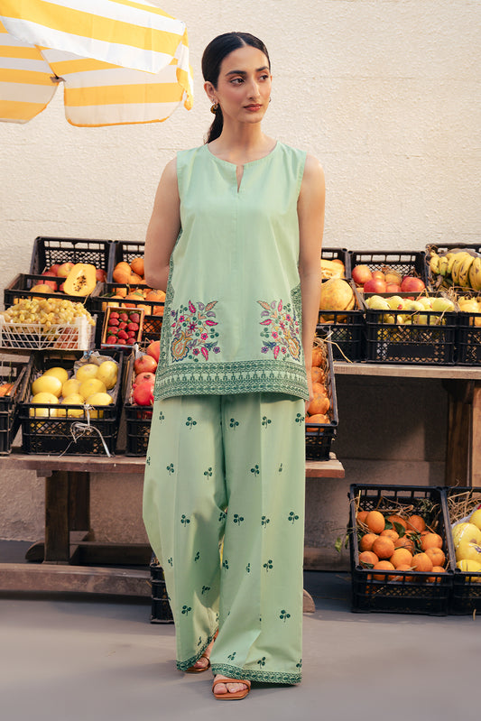 2 PIECE EMBROIDERED SLUB LAWN SUIT (FUSION)
