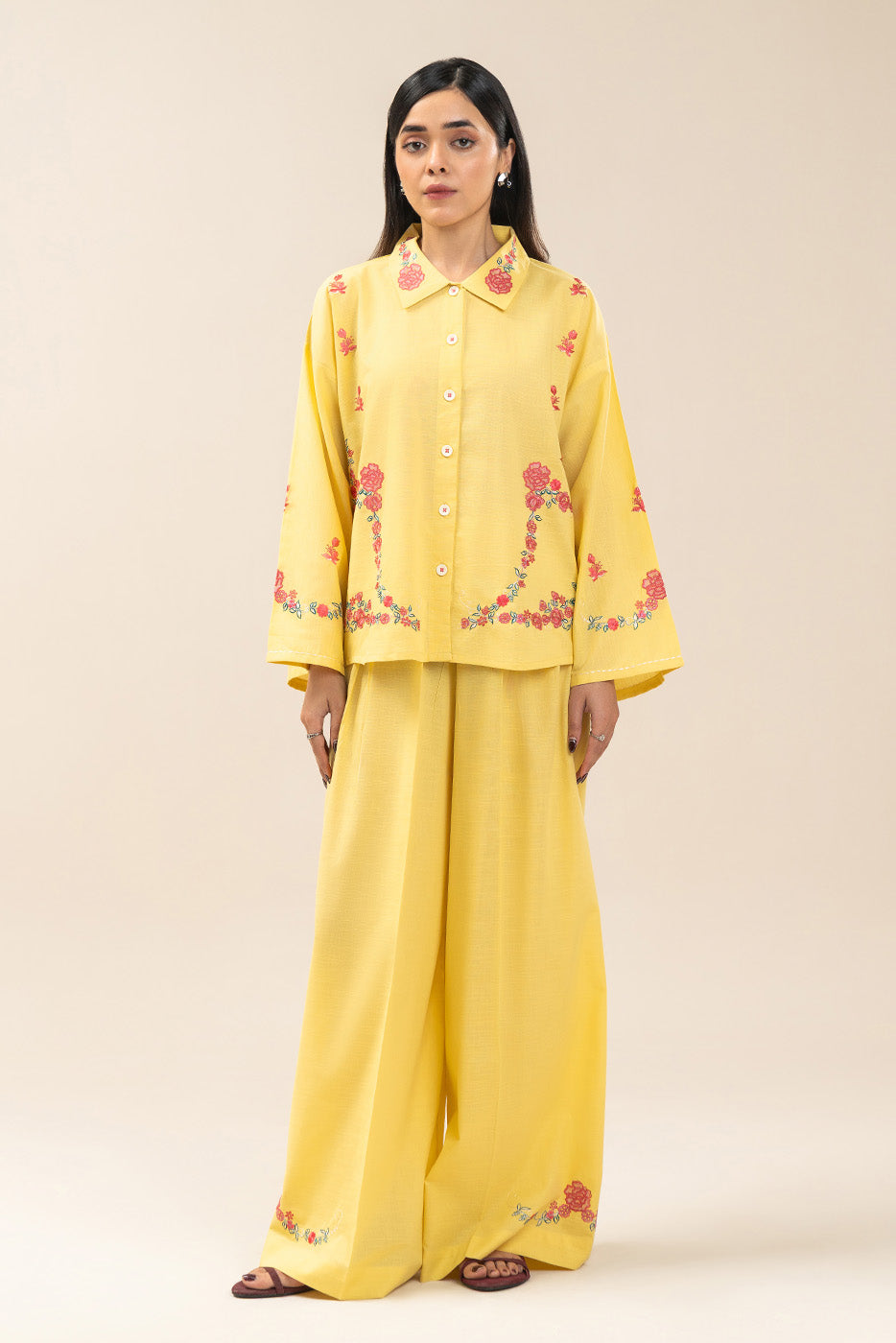 2 PIECE EMBROIDERED SLUB CO-ORD SET (FLOW)