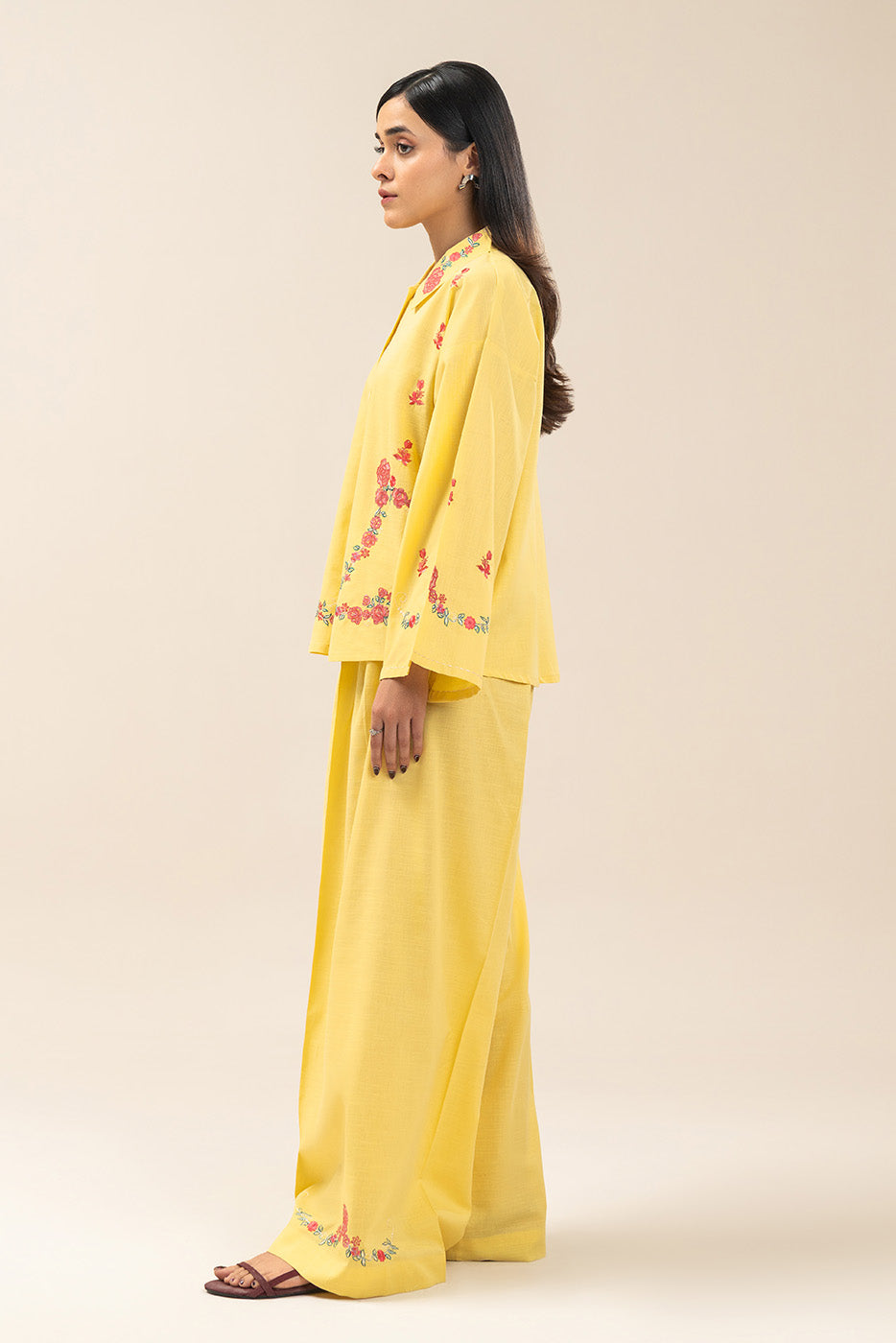 2 PIECE EMBROIDERED SLUB CO-ORD SET (FLOW)