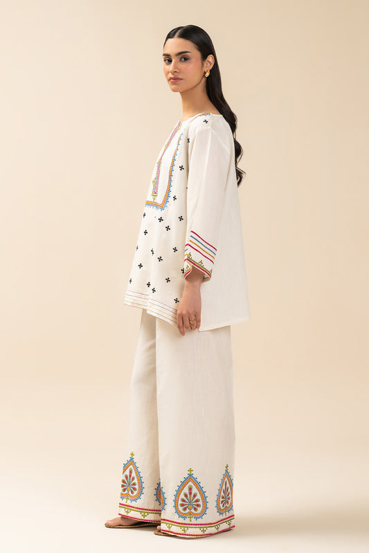 2 PIECE EMBROIDERED SLUB SUIT (FLOW)