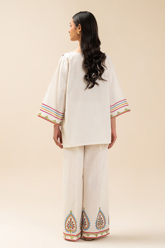 2 PIECE EMBROIDERED SLUB SUIT (FLOW)