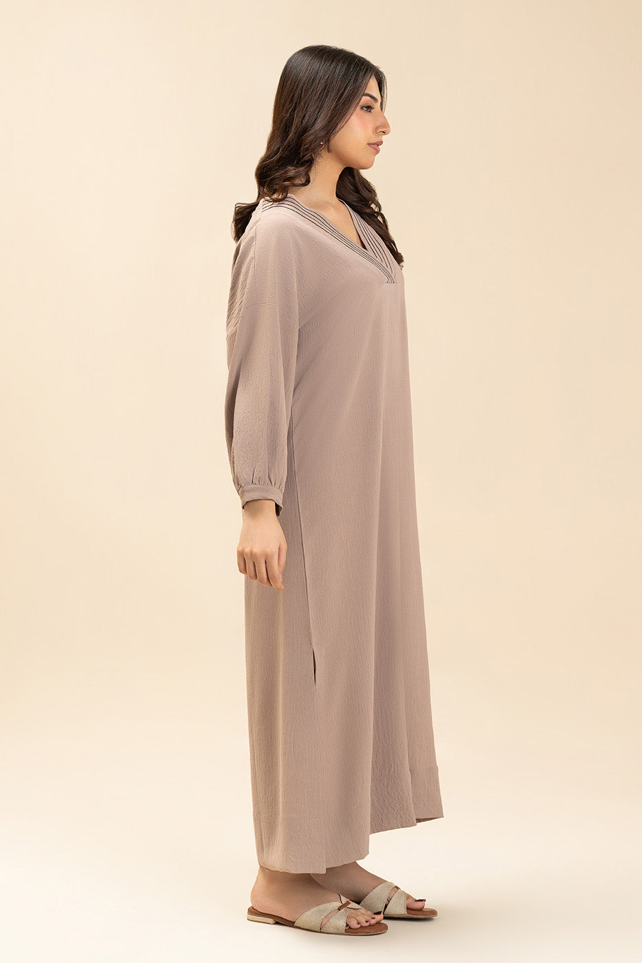 PRINTED POLY CREPE DRESS (FLOW)