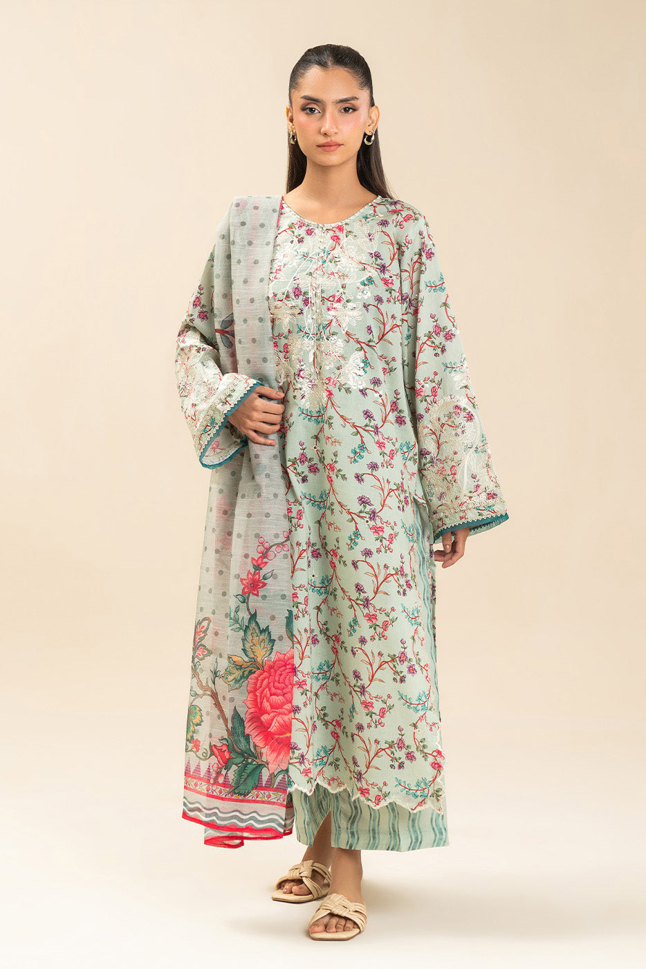 3 PIECE EMBROIDERED LAWN SUIT (HIGH CASUAL)