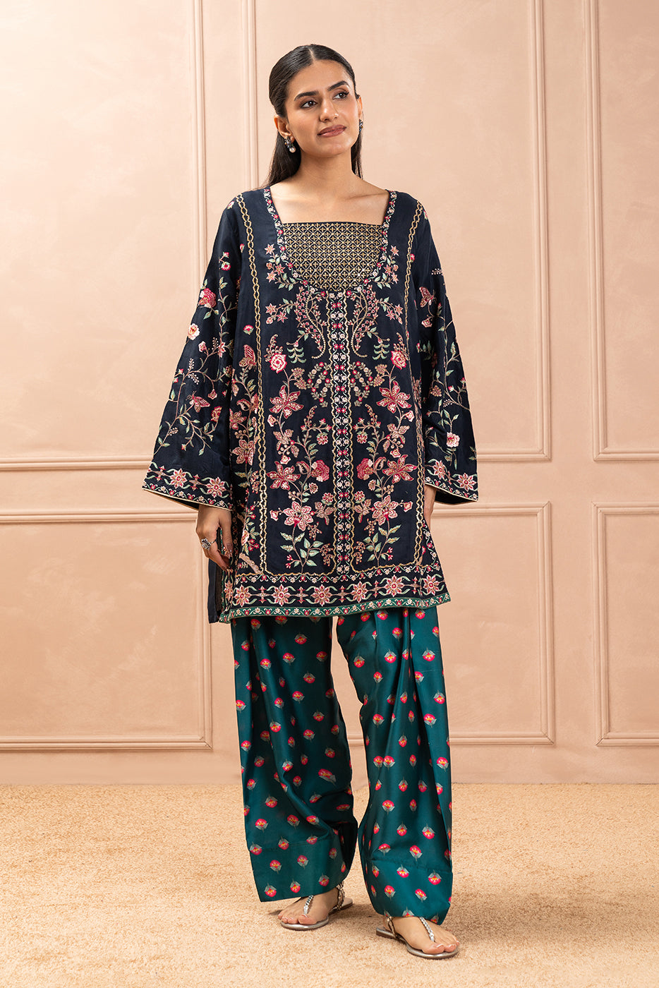 EMBROIDERED RAW SILK SHIRT (LUXURY PRET)