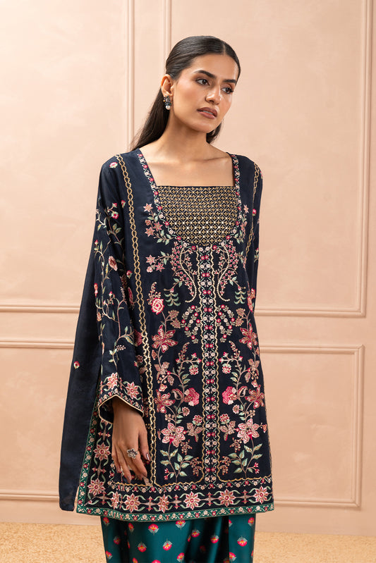 EMBROIDERED RAW SILK SHIRT (LUXURY PRET)