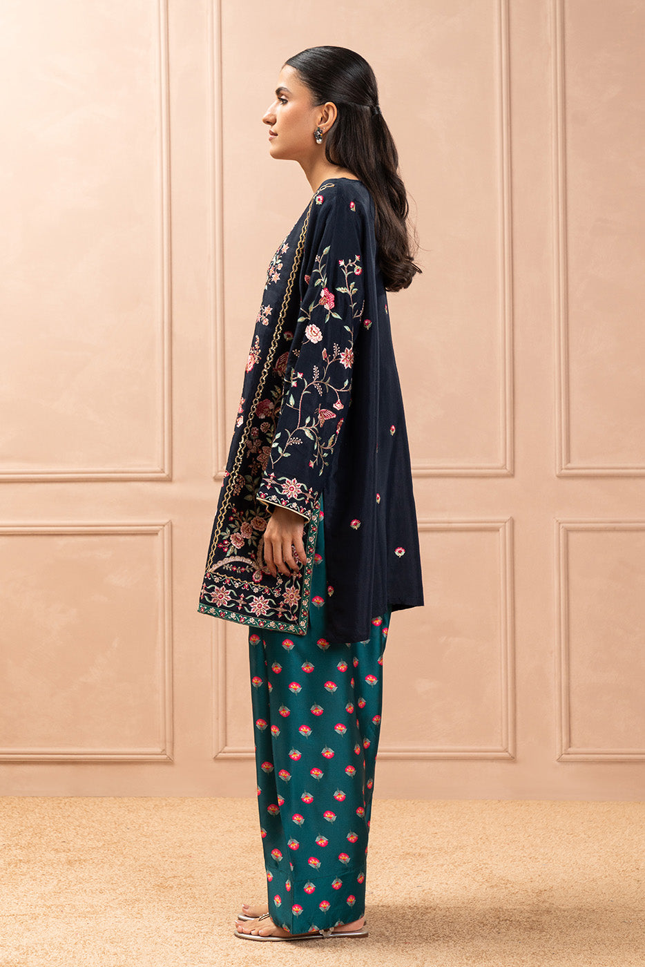 EMBROIDERED RAW SILK SHIRT (LUXURY PRET)
