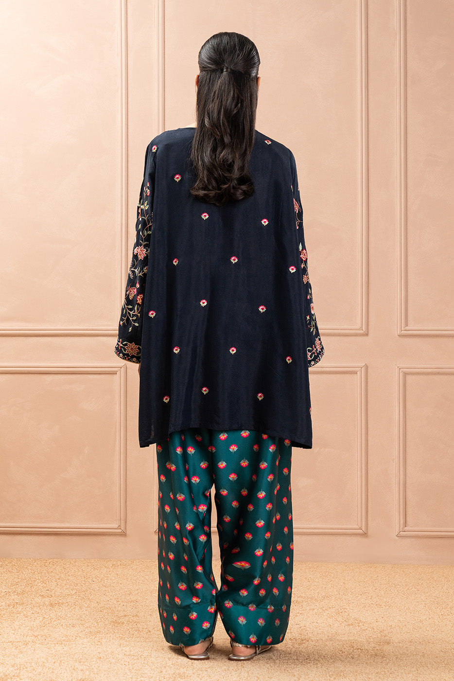 EMBROIDERED RAW SILK SHIRT (LUXURY PRET)