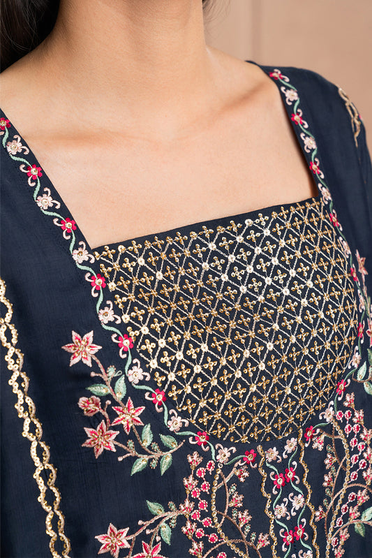 EMBROIDERED RAW SILK SHIRT (LUXURY PRET)