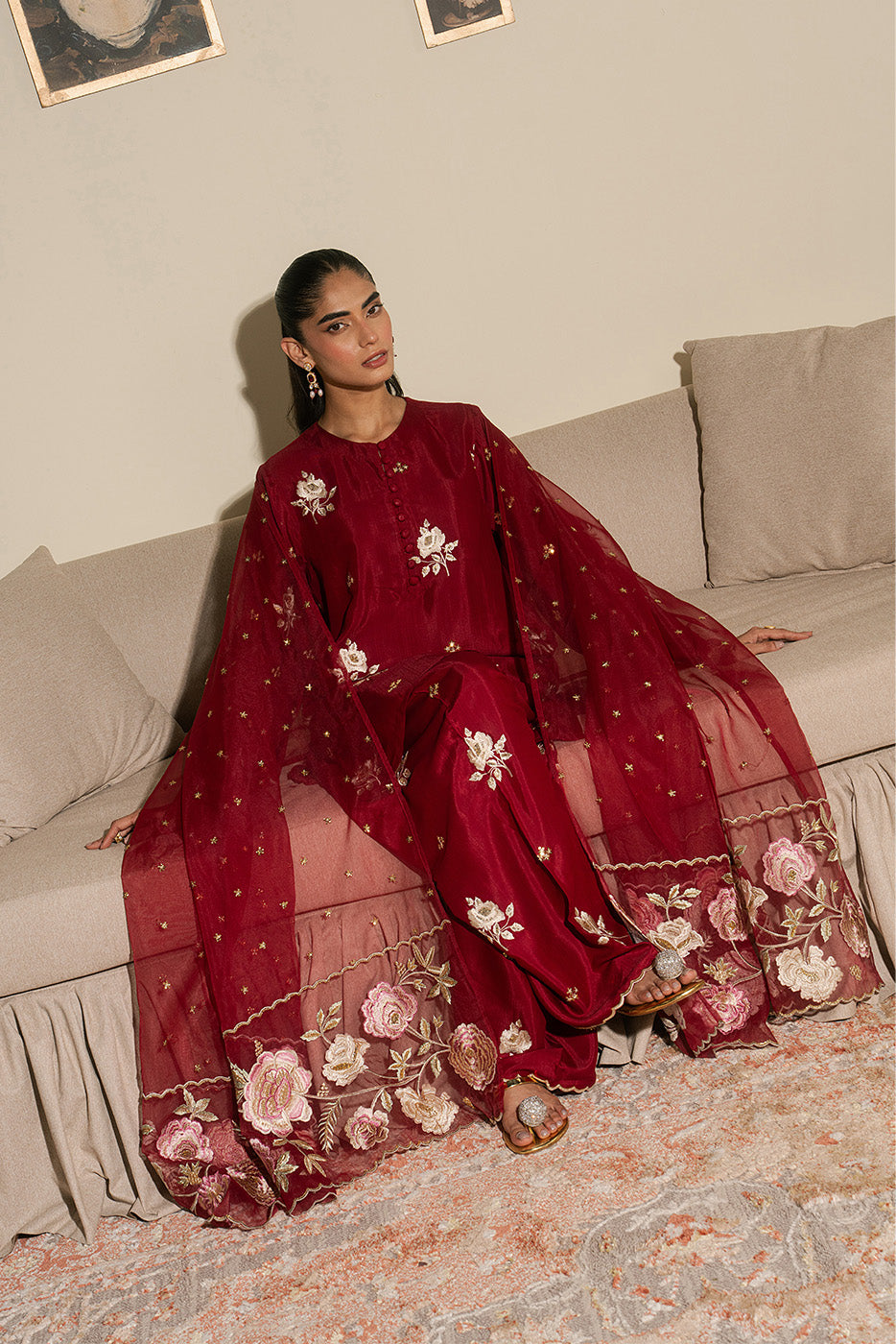 2 PIECE EMBROIDERED RAW SILK SUIT (LUXURY PRET)