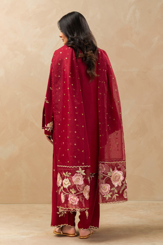 3 PIECE EMBROIDERED RAW SILK SUIT (LUXURY PRET)