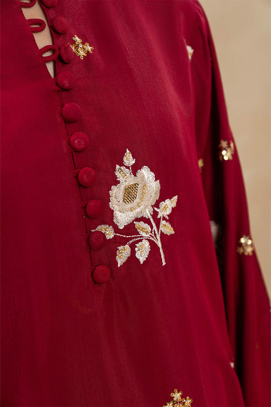 3 PIECE EMBROIDERED RAW SILK SUIT (LUXURY PRET)