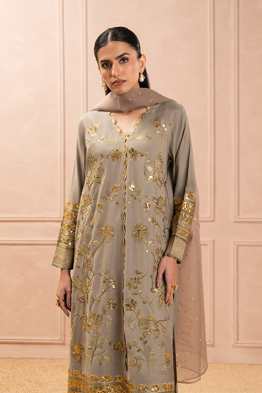 3 PIECE EMBROIDERED RAW SILK SUIT (LUXURY PRET)