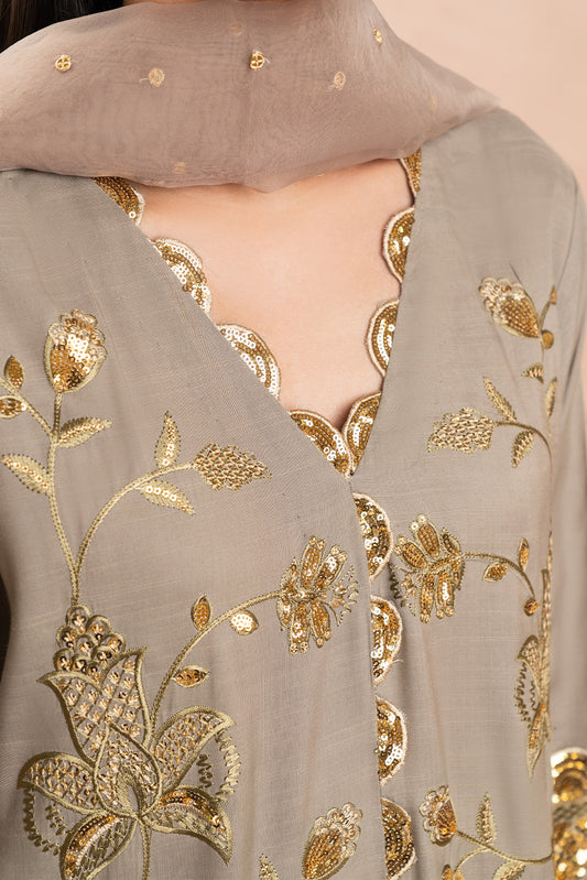 3 PIECE EMBROIDERED RAW SILK SUIT (LUXURY PRET)